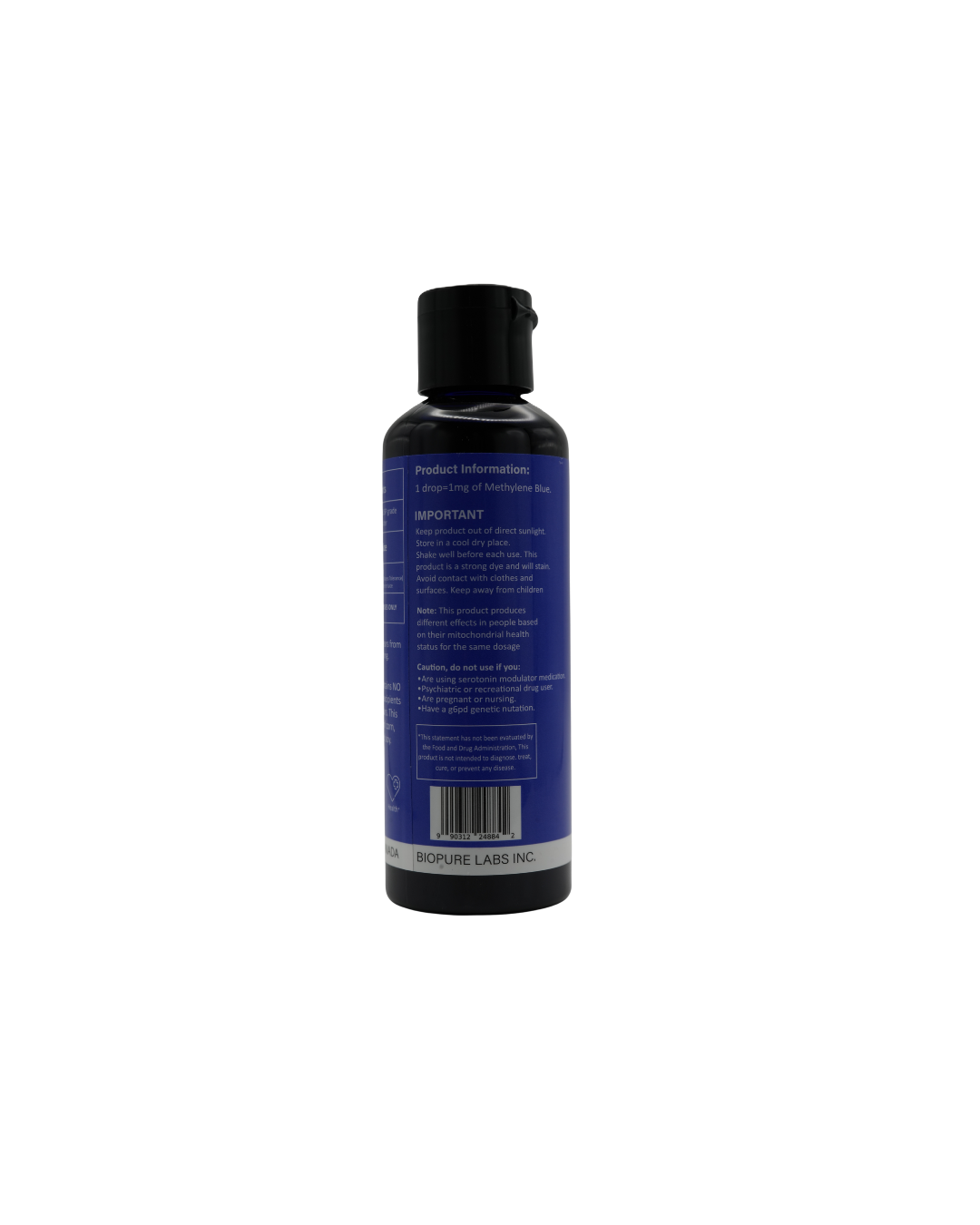 Biopure Labs - 2% Methylene Blue - High Concentrate - 100ml Aqueous Solution - Ultra High Purity - USP Pharmaceutical Grade - Made in Canada