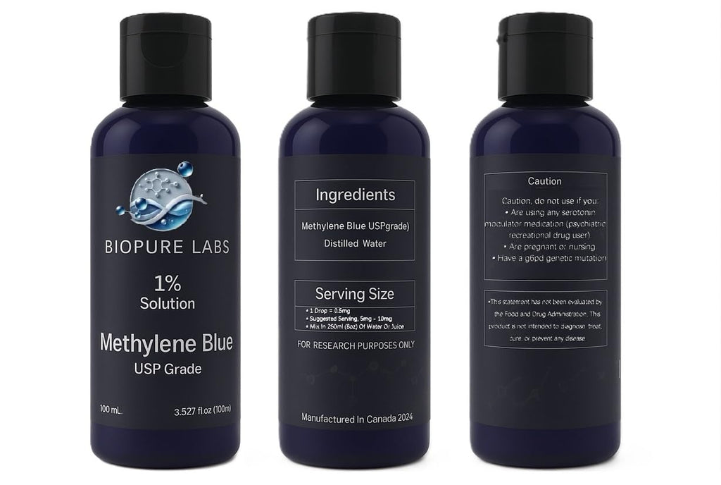 Biopure Labs, Methylene Blue 1% Solution 30ML – Ultra Pure, USP Grade Solution, Free of Formaldehyde, MADE IN CANADA – NEW Leak-Proof Bottle & Mess-Free Dosing – (30ml, 50ml, 100ml, 250ml) (30ML)