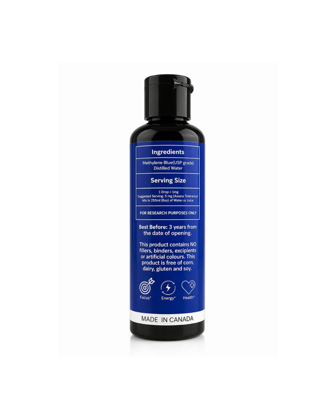 Biopure Labs - 2% Methylene Blue - High Concentrate - 100ml Aqueous Solution - Ultra High Purity - USP Pharmaceutical Grade - Made in Canada