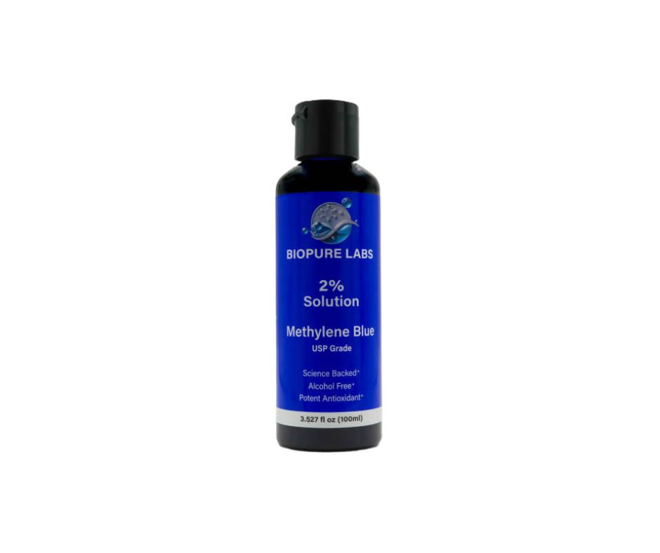 Biopure Labs - 2% Methylene Blue - High Concentrate - 100ml Aqueous Solution - Ultra High Purity - USP Pharmaceutical Grade - Made in Canada