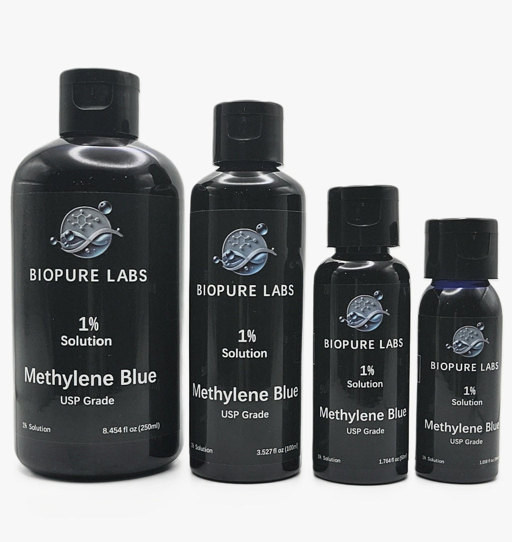 Biopure Labs, Methylene Blue 1% Solution 30ML – Ultra Pure, USP Grade Solution, Free of Formaldehyde, MADE IN CANADA – NEW Leak-Proof Bottle & Mess-Free Dosing – (30ml, 50ml, 100ml, 250ml) (30ML)